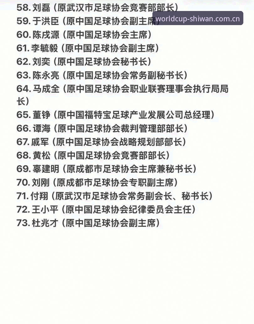 世界杯投注软件推荐 中国足协第三批禁足名单详解:17人终身禁赛,48人受罚